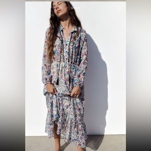 Zara lace trim printed dress